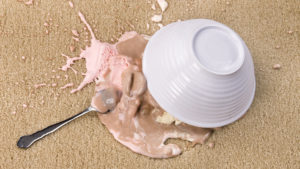 melted ice cream spilled on carpet
